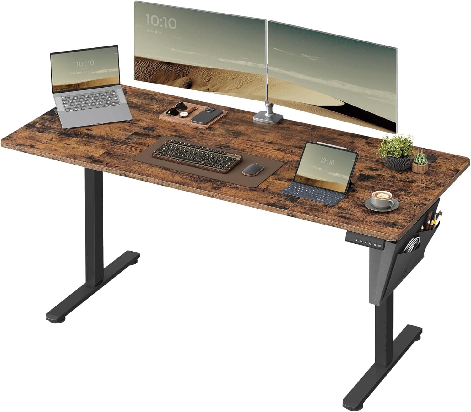 SONGMICS Bureau Électrique Réglable en Hauteur, 160 x 70 cm