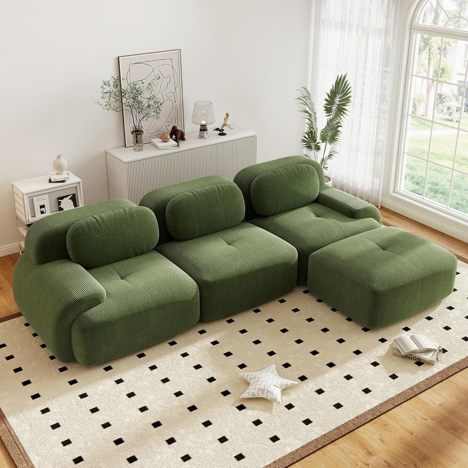 Canapé d'angle convertible moderne de 298 cm avec pouf